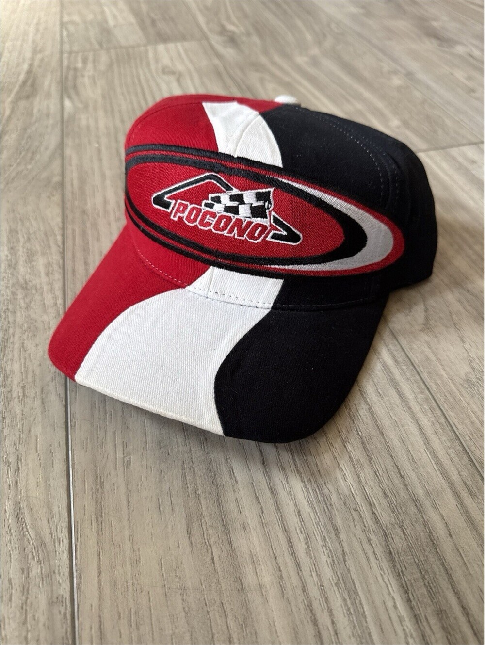 Pocono Raceway NASCAR Hat American Needle Black Red Checkered Flag Snapback Cap